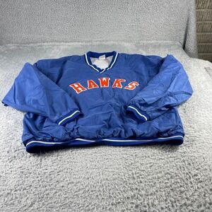Rawlings Hawks V-Neck Windshirt Pullover Jacket Blue Orange Mens XL XLG